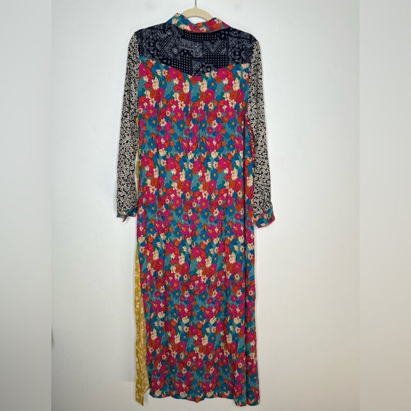 NWT NATURAL LIFE Floral Patchwork Long Sleeve Maxi Shirt Dress SZ Medium Spring - Picture 2 of 11